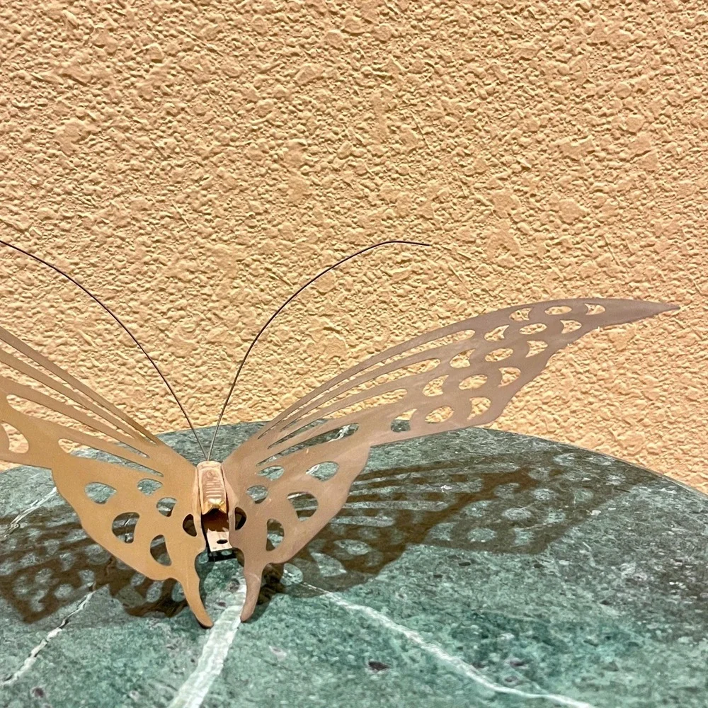 Vintage Mid-Century Lightweight Flapping Brass Butterfly Hanging Wall Decor